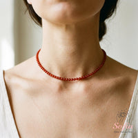 Red Onyx Choker | Minimalist Dainty Crystal Beaded Necklace