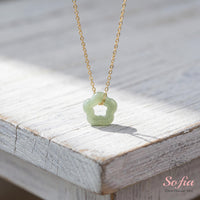 Jade Flower Charm Necklace | Crystal Jewelry