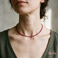 Red Spinel Choker | Minimalist Dainty Crystal Beaded Necklace