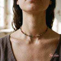Ocean Agate Choker | Minimalist Dainty Crystal Beaded Necklace