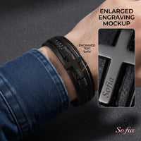 Kreuz Lederarmband | Magnetischer Schutzschmuck