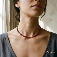 Red Onyx Choker | Minimalist Dainty Crystal Beaded Necklace
