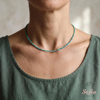 Turquoise Choker | Minimalist Dainty Crystal Beaded Necklace