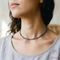 Sodalite Choker | Minimalist Dainty Crystal Beaded Necklace