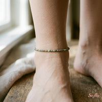 Indian Agate Anklet | 3MM Faceted Beads Dainty Crystal Jewelry