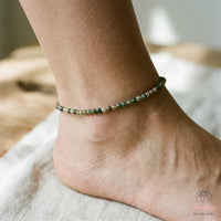 Indian Agate Anklet | 3MM Faceted Beads Dainty Crystal Jewelry