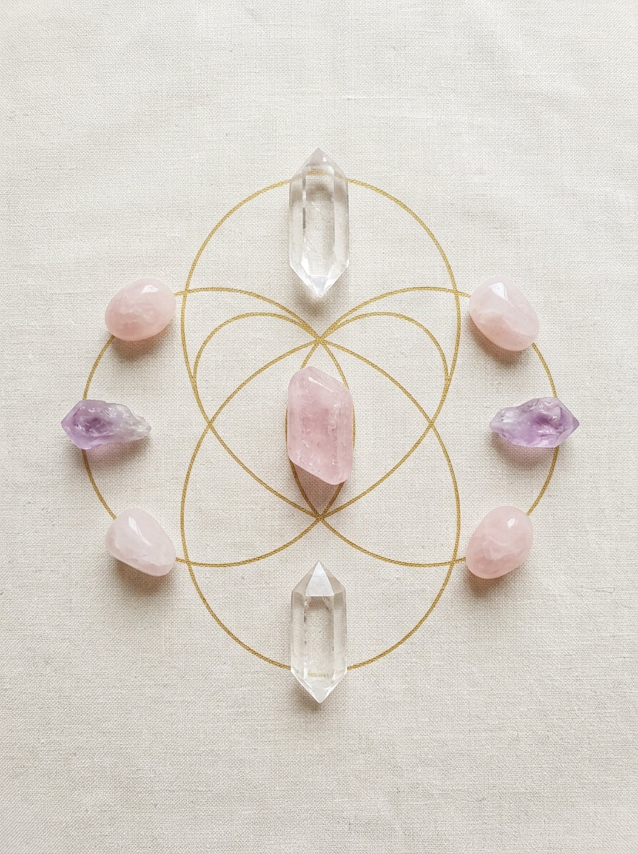 Kunzite crystal grid