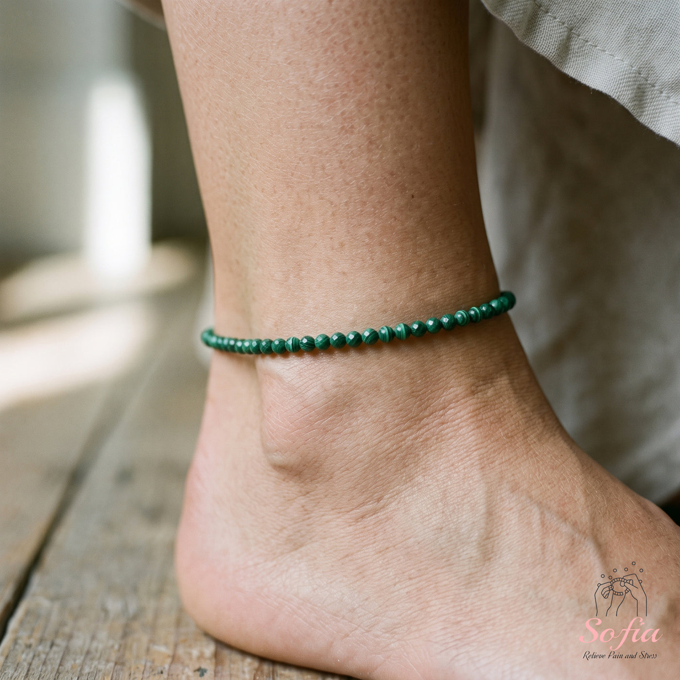 Malachite Anklet | 3MM Faceted Beads | Dainty Summer Styling Accessories