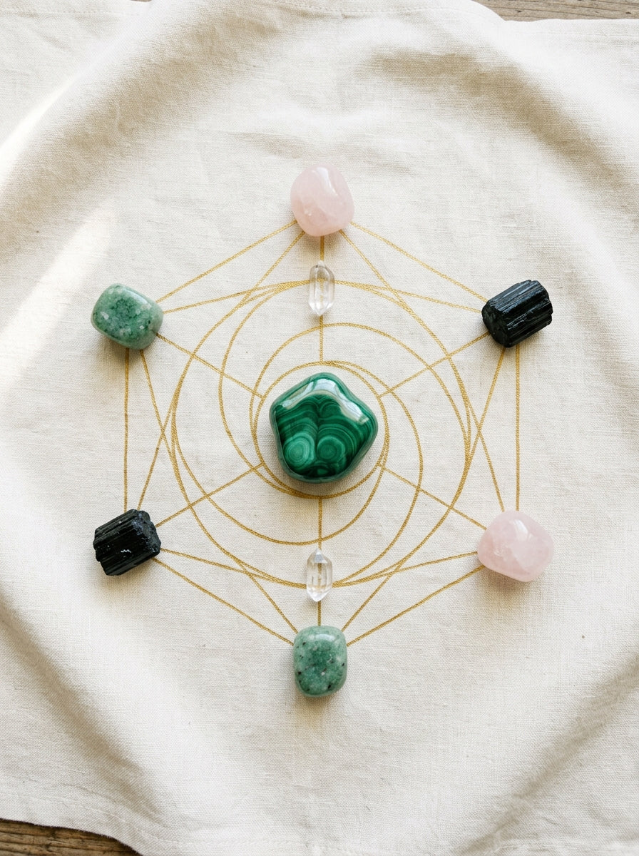 Malachite crystal grid