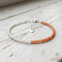 Moonstone & Sunstone Bracelet | Minimalist Dainty Jewelry Stackable