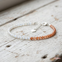 Moonstone & Sunstone Bracelet | Minimalist Dainty Jewelry Stackable