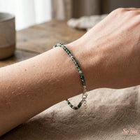 Moss Agate Bracelet | Minimalist Dainty Jewelry Stackable