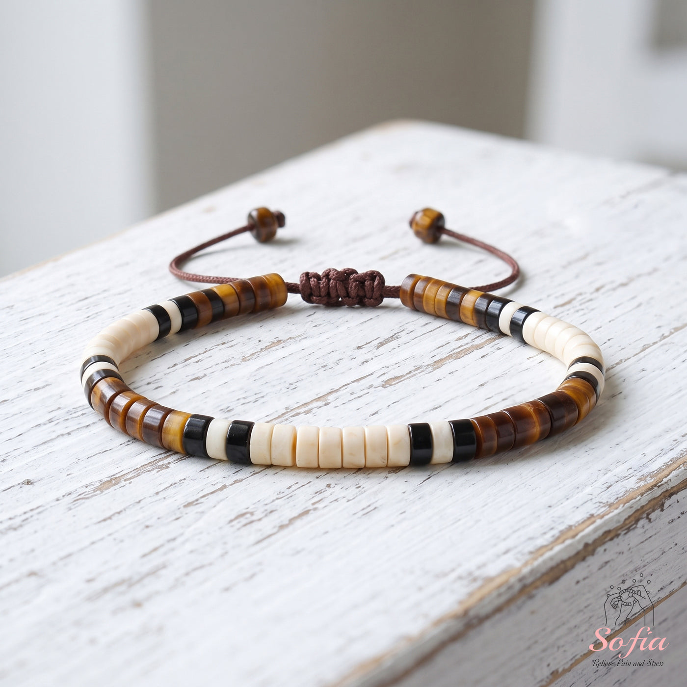 Howlite & Tigers Eye Bracelet | Layering Gemstone Heishi Beaded Bracelets