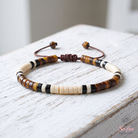 Howlite & Tigers Eye Bracelet | Layering Gemstone Heishi Beaded Bracelets