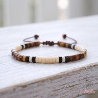 Howlite & Tigers Eye Bracelet | Layering Gemstone Heishi Beaded Bracelets