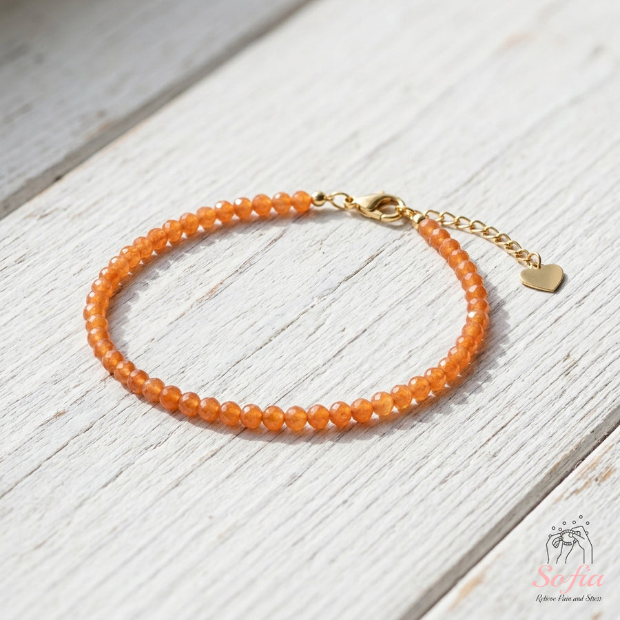 Orange Aventurine Bracelet | Minimalist Dainty Jewelry Stackable