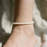 Pearl Anklet | 4MM Polished Beads | Dainty Crystal Jewelry