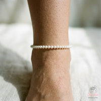 Pearl Anklet | 4MM Polished Beads | Dainty Crystal Jewelry