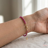 Armband aus rosafarbenem Rubin | Minimalistischer filigraner stapelbarer Schmuck