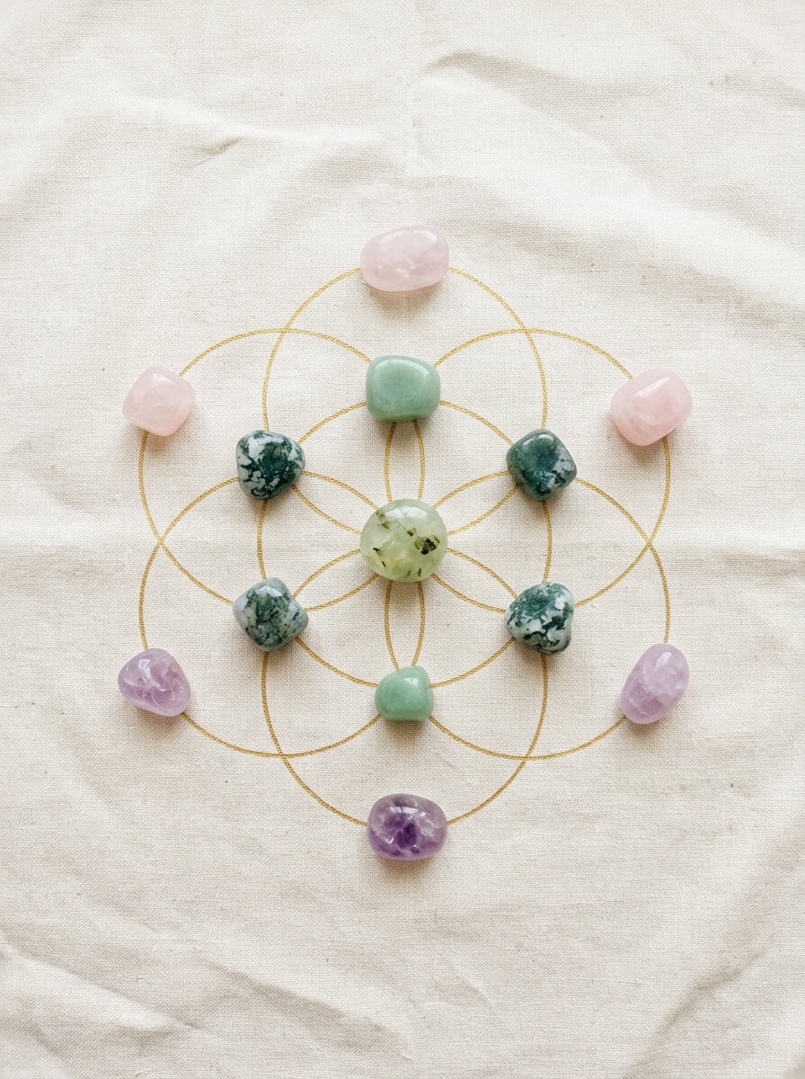 Prehnite crystal grid