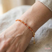 Rot gebändertes Achat Armband | Minimalistischer filigraner stapelbarer Schmuck