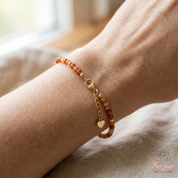 Rot gebändertes Achat Armband | Minimalistischer filigraner stapelbarer Schmuck