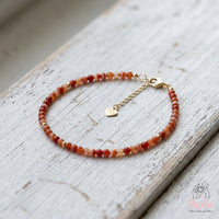 Rot gebändertes Achat Armband | Minimalistischer filigraner stapelbarer Schmuck
