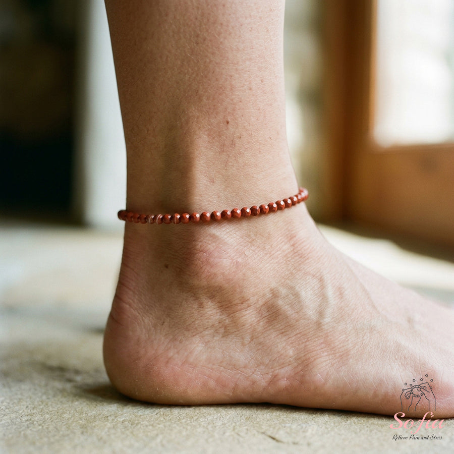 Red Jasper Anklet | 3MM Faceted Beads | Dainty Summer Styling Accessories