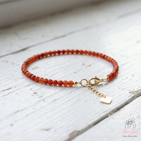 Red Orange Onyx Bracelet | Minimalist Dainty Jewelry Stackable
