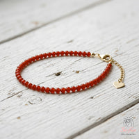 Red Orange Onyx Bracelet | Minimalist Dainty Jewelry Stackable