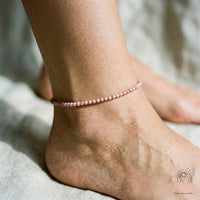 Rhodonite Anklet | 3MM Faceted Beads | Dainty Summer Styling Accessories