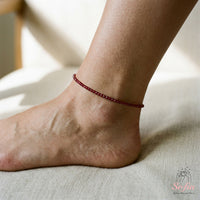 Ruby Anklet | 3MM Faceted Beads | Dainty Summer Styling Accessories