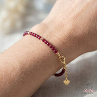 Red Ruby Bracelet | Minimalist Dainty Jewelry Stackable