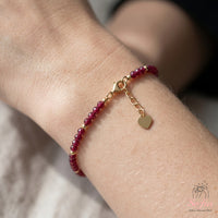 Red Ruby Bracelet | Minimalist Dainty Jewelry Stackable