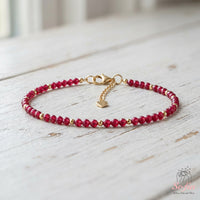 Red Ruby Bracelet | Minimalist Dainty Jewelry Stackable