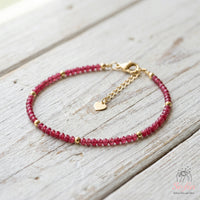 Red Ruby Bracelet | Minimalist Dainty Jewelry Stackable