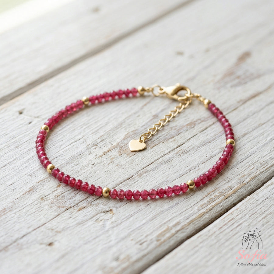 Red Ruby Bracelet | Minimalist Dainty Jewelry Stackable