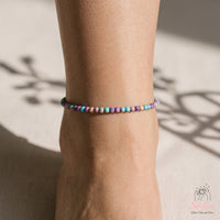 Sea Sediment Jasper Anklet | 4MM Polished Beads | Dainty Summer Styling Accessories