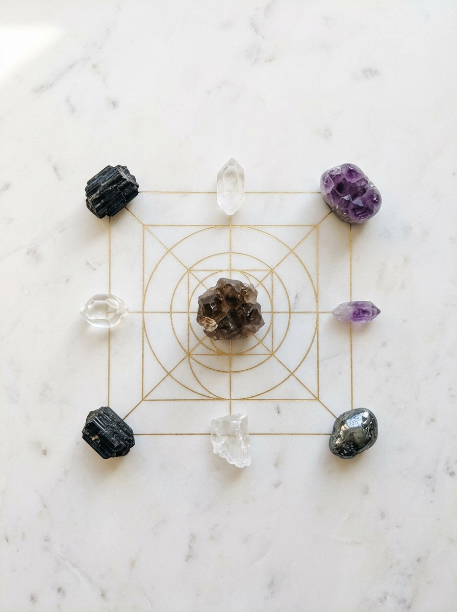 Smoky Quartz crystal grid