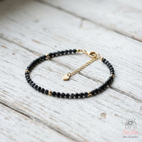 Snowflake Obsidian Bracelet | Minimalist Dainty Jewelry Stackable