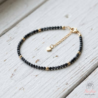 Snowflake Obsidian Bracelet | Minimalist Dainty Jewelry Stackable