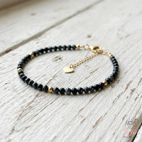 Snowflake Obsidian Bracelet | Minimalist Dainty Jewelry Stackable