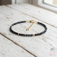 Snowflake Obsidian Bracelet | Minimalist Dainty Jewelry Stackable
