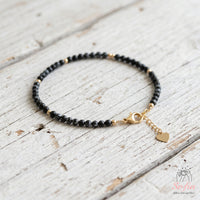Snowflake Obsidian Bracelet | Minimalist Dainty Jewelry Stackable