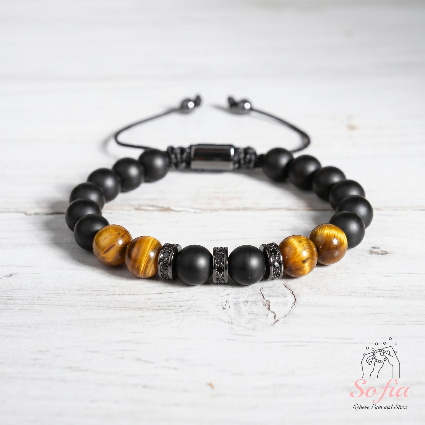 Tigers Eye & Black Onyx Bracelet | Layering Gemstone Jewelry