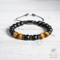 Tigers Eye & Black Onyx Bracelet | Layering Gemstone Jewelry