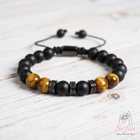 Tigers Eye & Black Onyx Bracelet | Layering Gemstone Jewelry