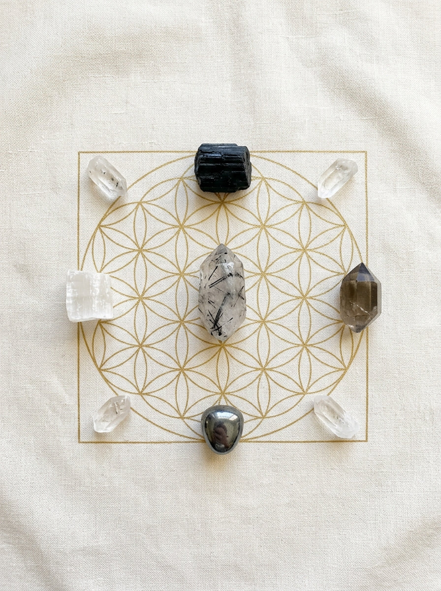 Tourmalinated Quartz crystal grid