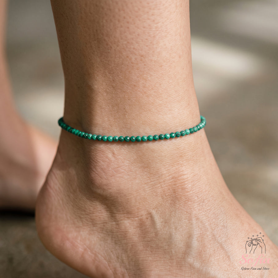 Turquoise Anklet | 3MM Faceted Beads | Dainty Crystal Jewelry