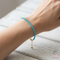 Turquoise Bracelet Polished Beads | Minimalist Dainty Jewelry Stackable